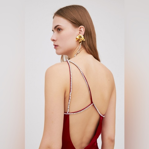 NWT For Love and Lemons Elora Midi Dress in Red wise Small - Picture 2 of 12